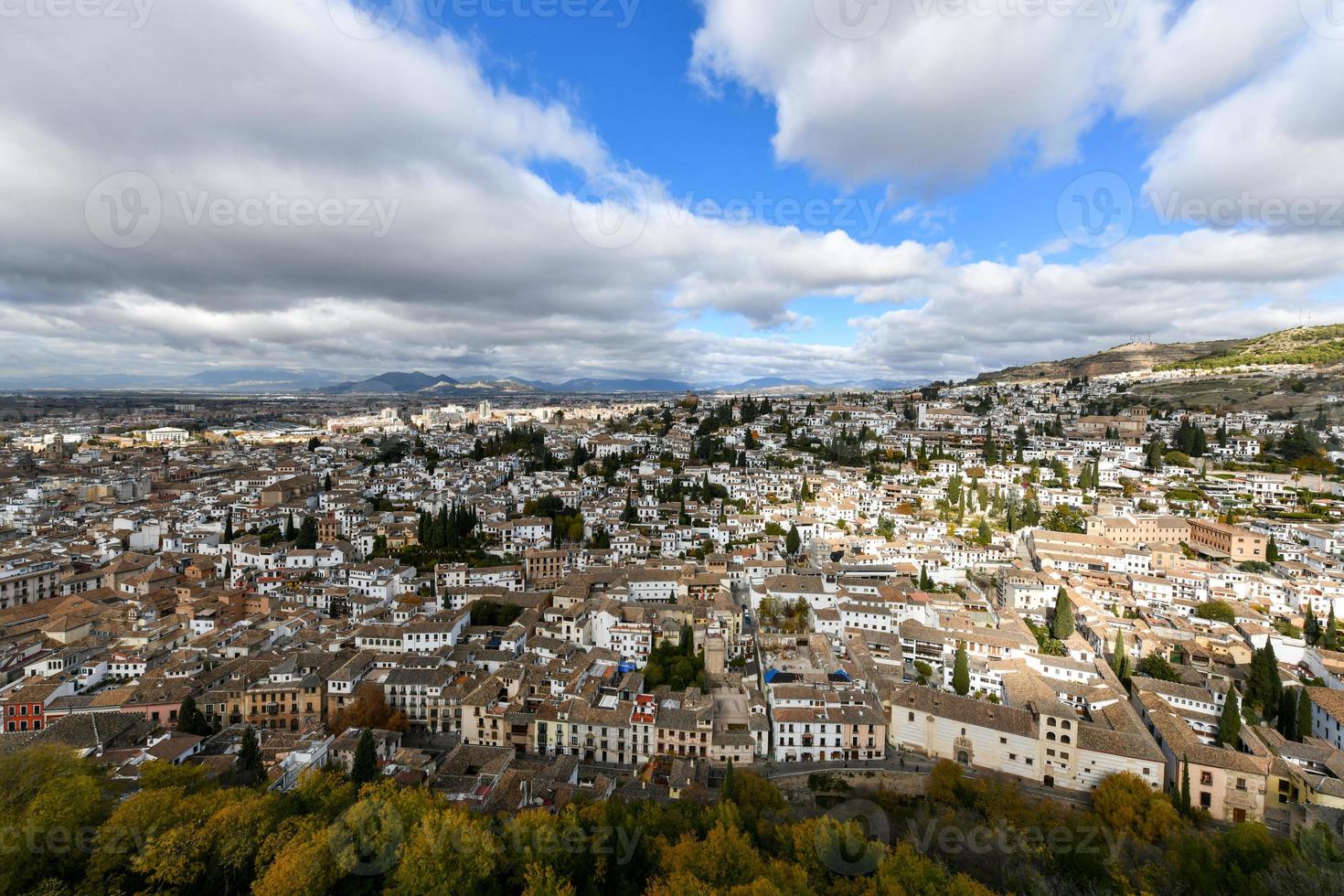 View from the candle tower, also called Torre de la Vela, a part of the Alcazaba in the Alhambra, Granada, Spain. photo