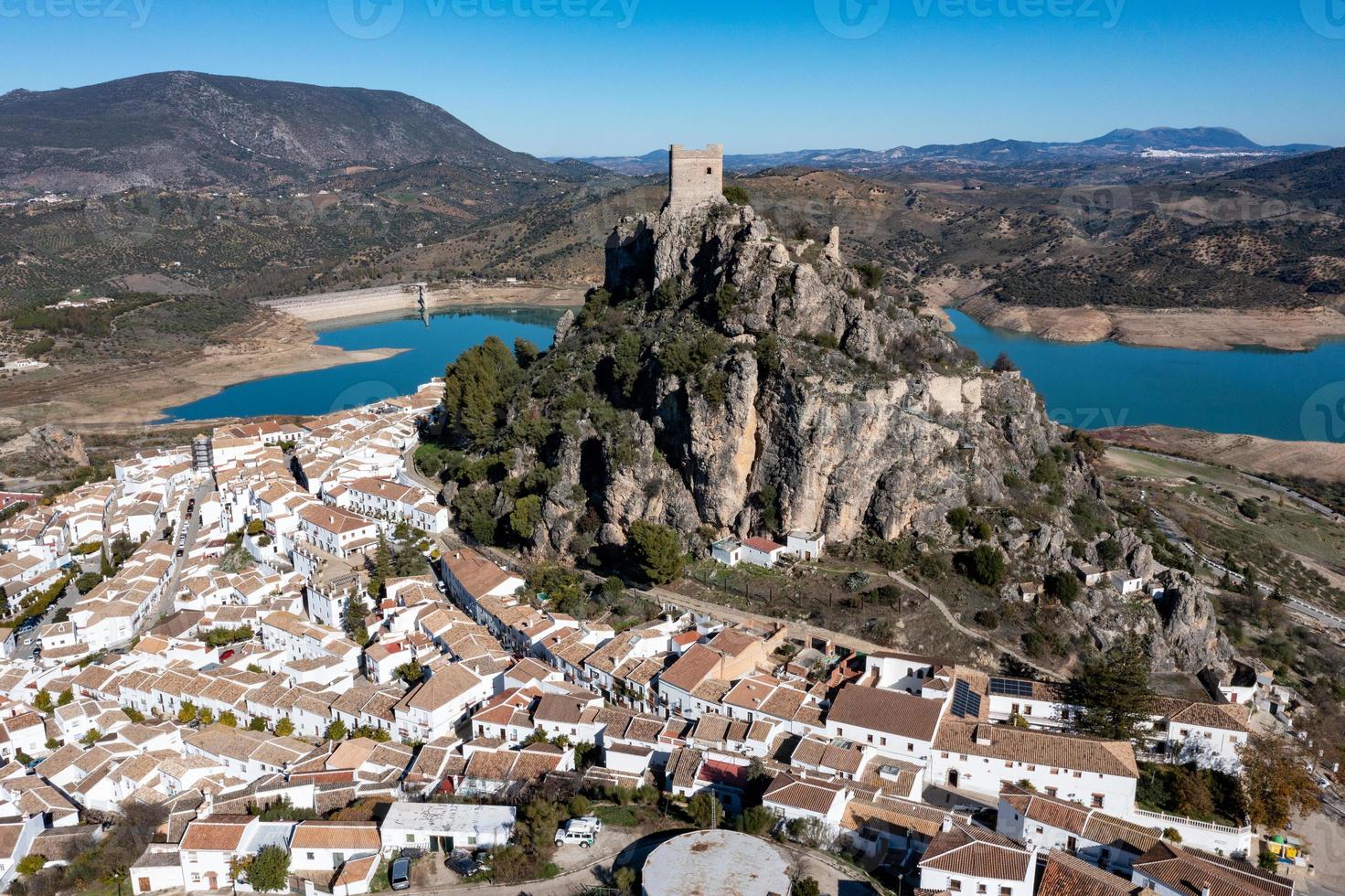 Castle of Zahara de la Sierra and Zahara de la Sierra village, a famous white village in Cadiz, Spain. photo