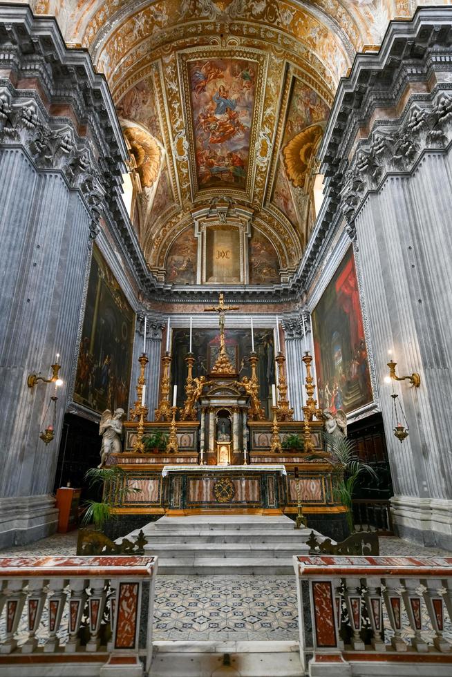 Naples, Italy - Aug 20, 2021, Majestic vault of the Basilica of Santa Maria degli Angeli in Pizzofalcone in Naples, Italy photo