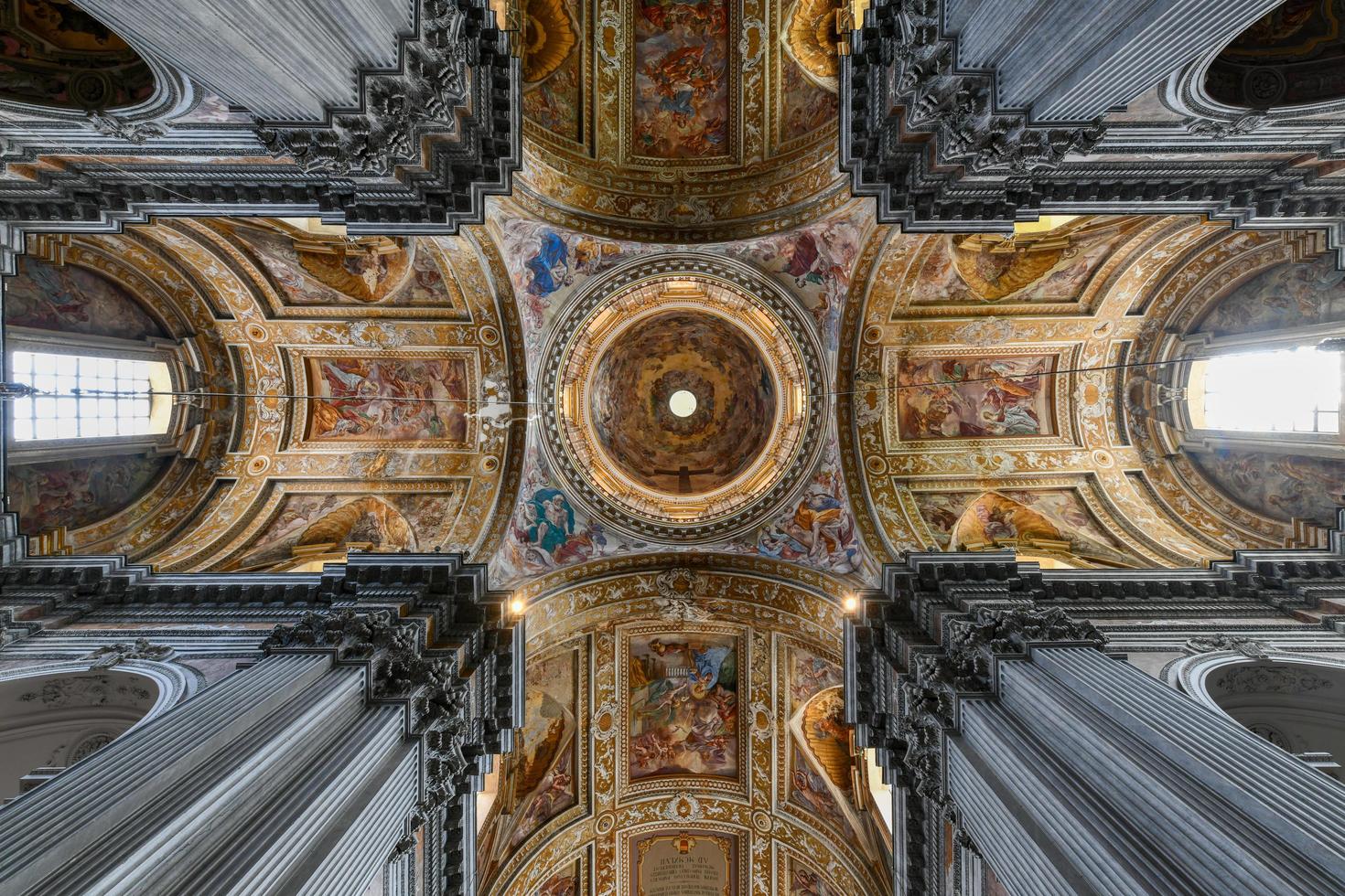 Naples, Italy - Aug 20, 2021, Majestic vault of the Basilica of Santa Maria degli Angeli in Pizzofalcone in Naples, Italy photo