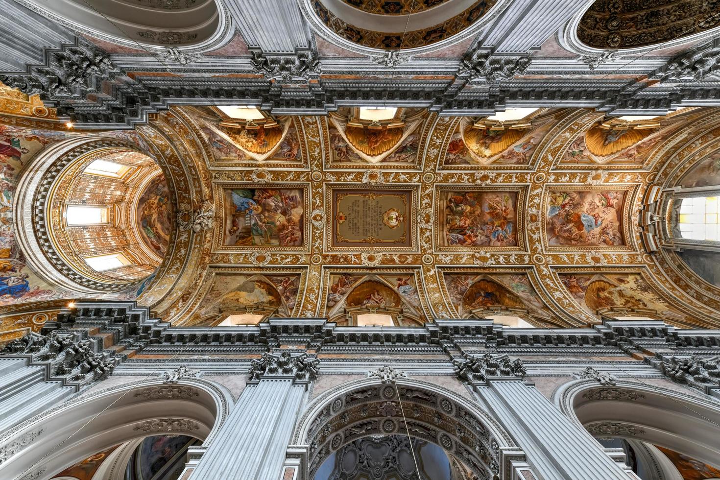 Naples, Italy - Aug 20, 2021, Majestic vault of the Basilica of Santa Maria degli Angeli in Pizzofalcone in Naples, Italy photo