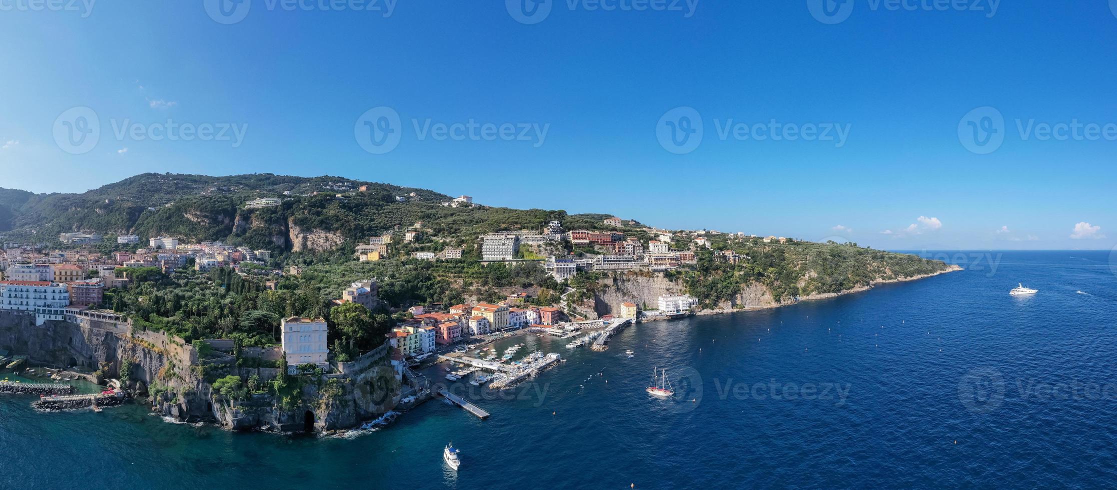 Aerial view of the cliffs of Sorrento, Italy on a summer day. photo