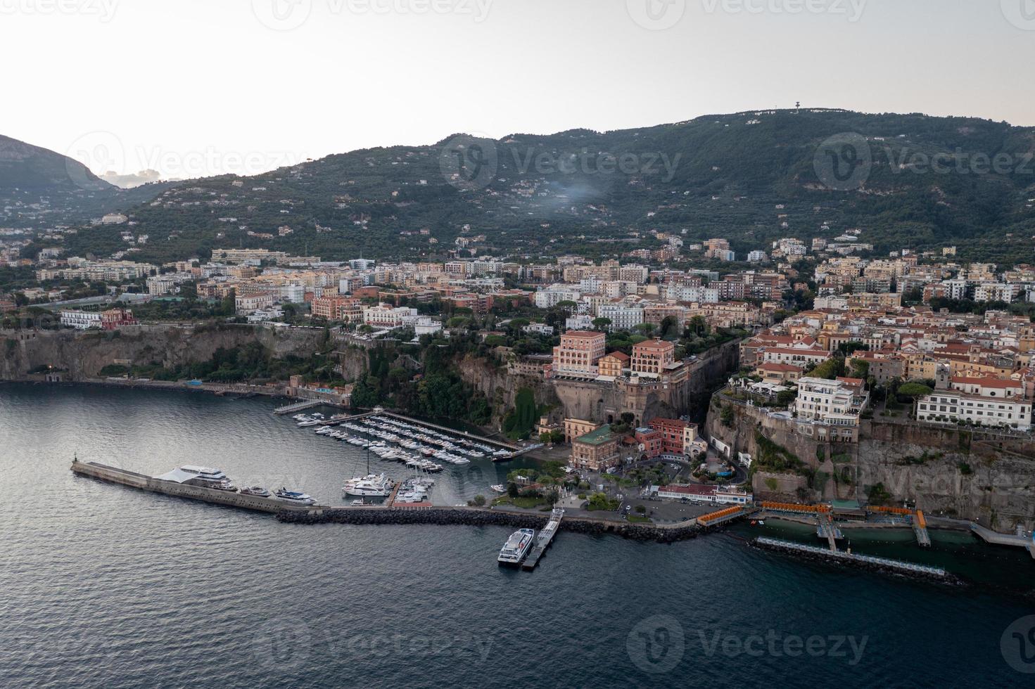 Aerial view of the cliffs of Sorrento, Italy on an summer day. photo