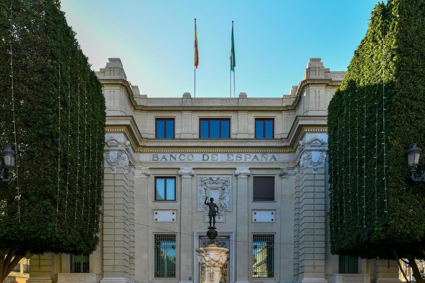 Seville, Spain - Dec 6, 2021, The facade of Banco de Espana  Bank of Spain  in the Plaza de San Francisco in Seville, the capital of Andalusia region in Southern Spain. photo