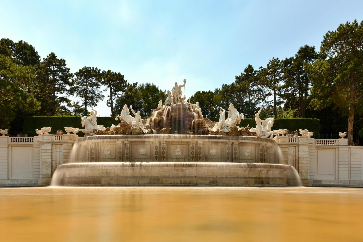 Vienna, Austria - Jul 16, 2021, View of the Neptune fountain in Schonbrunn Palace, Vienna, Austria photo
