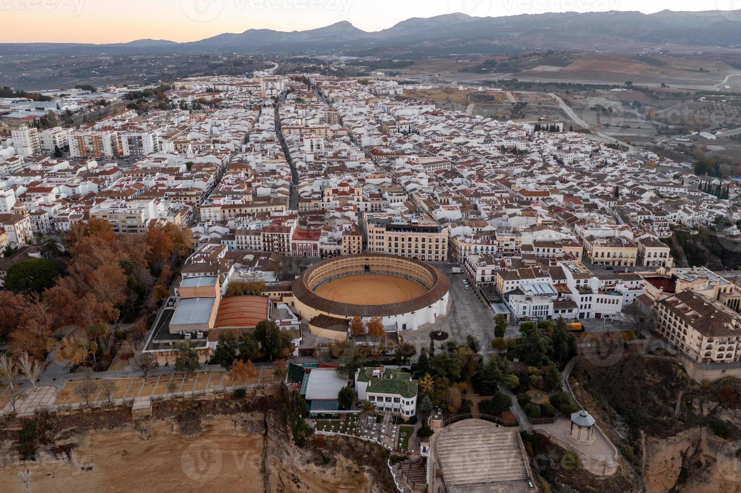 plaza de toros de el real caballería de ronda aéreo ver a amanecer en España. foto