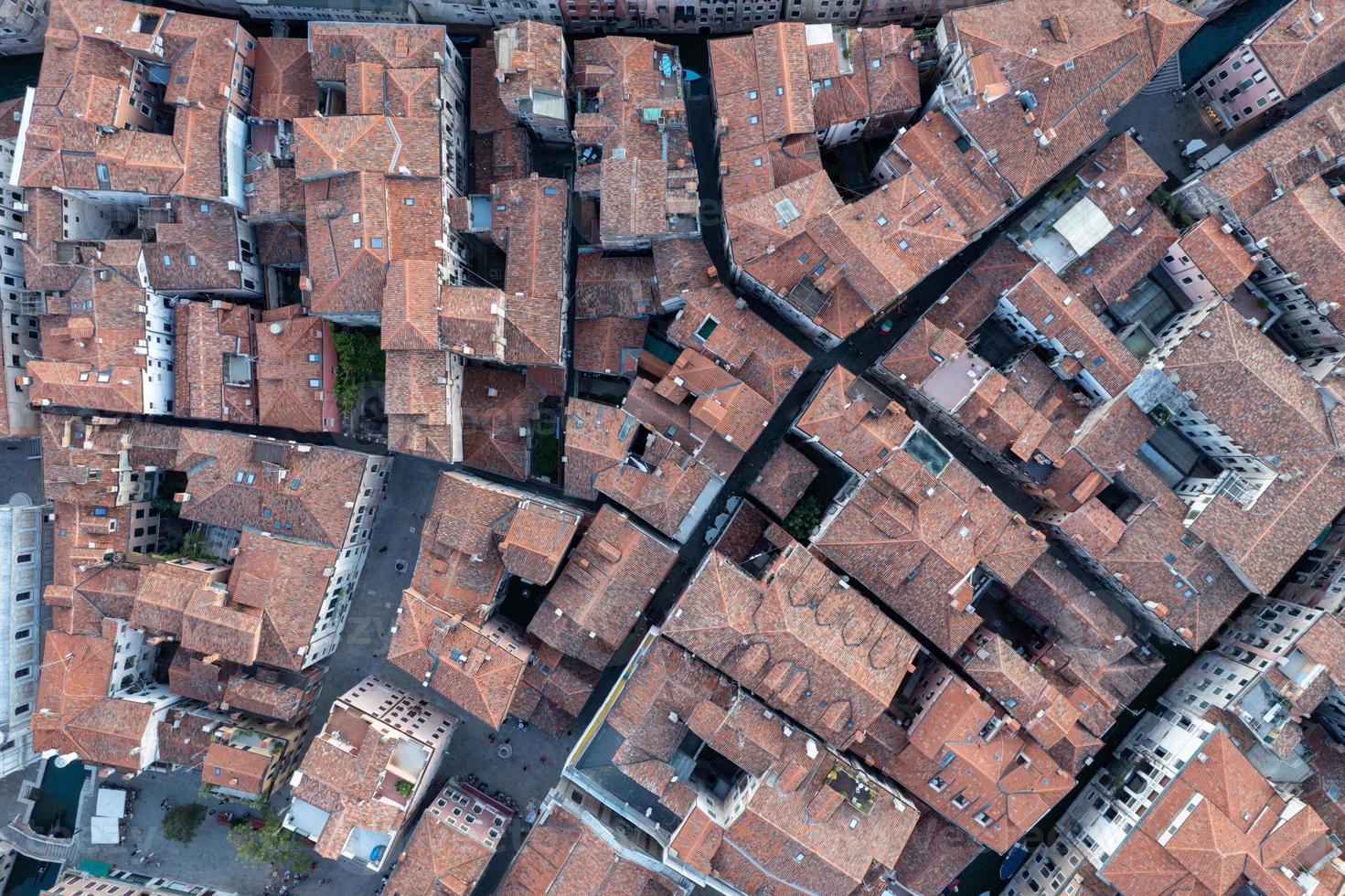 Aerial view of the old Venitian roofs in Venice, Italy. photo