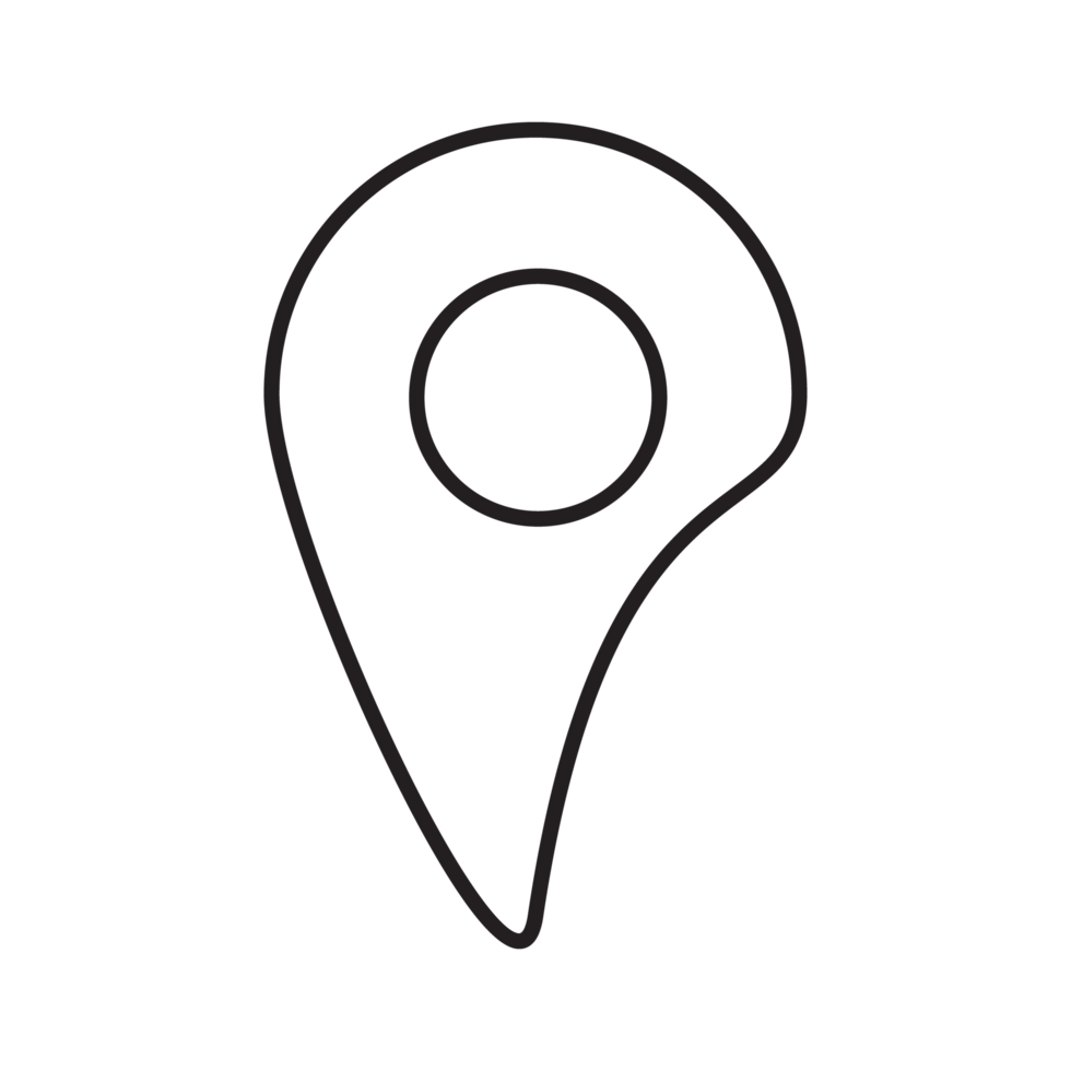 Location Icon, GPS Pointer Icon, Map Locator Sign, Pin location line art style png