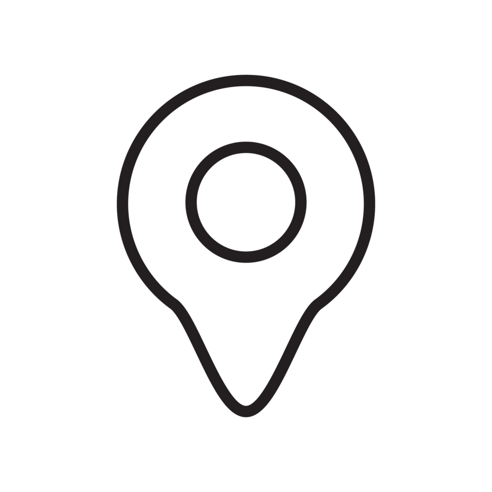Location Icon, GPS Pointer Icon, Map Locator Sign, Pin location line art style png