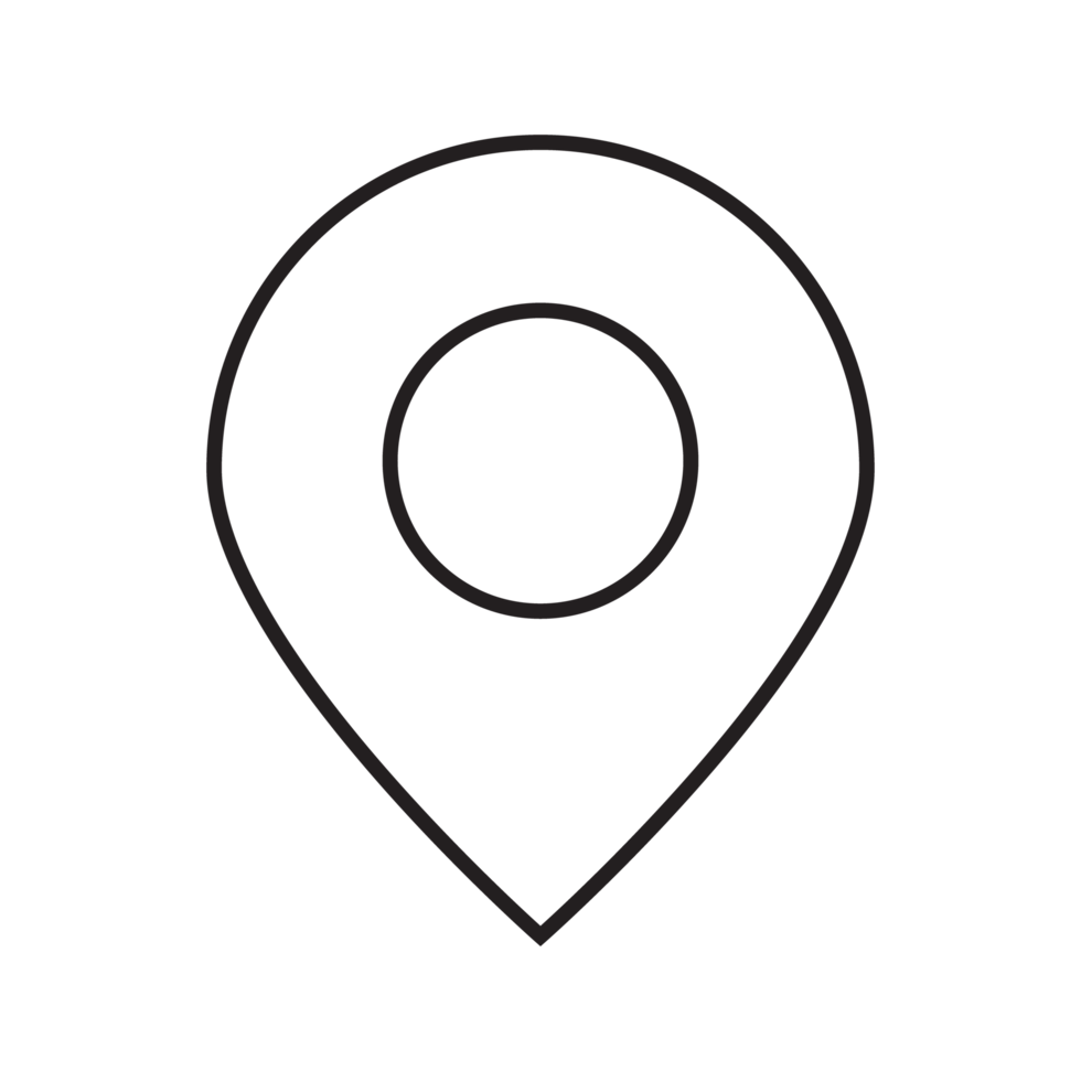 Location Icon, GPS Pointer Icon, Map Locator Sign, Pin location line art style png