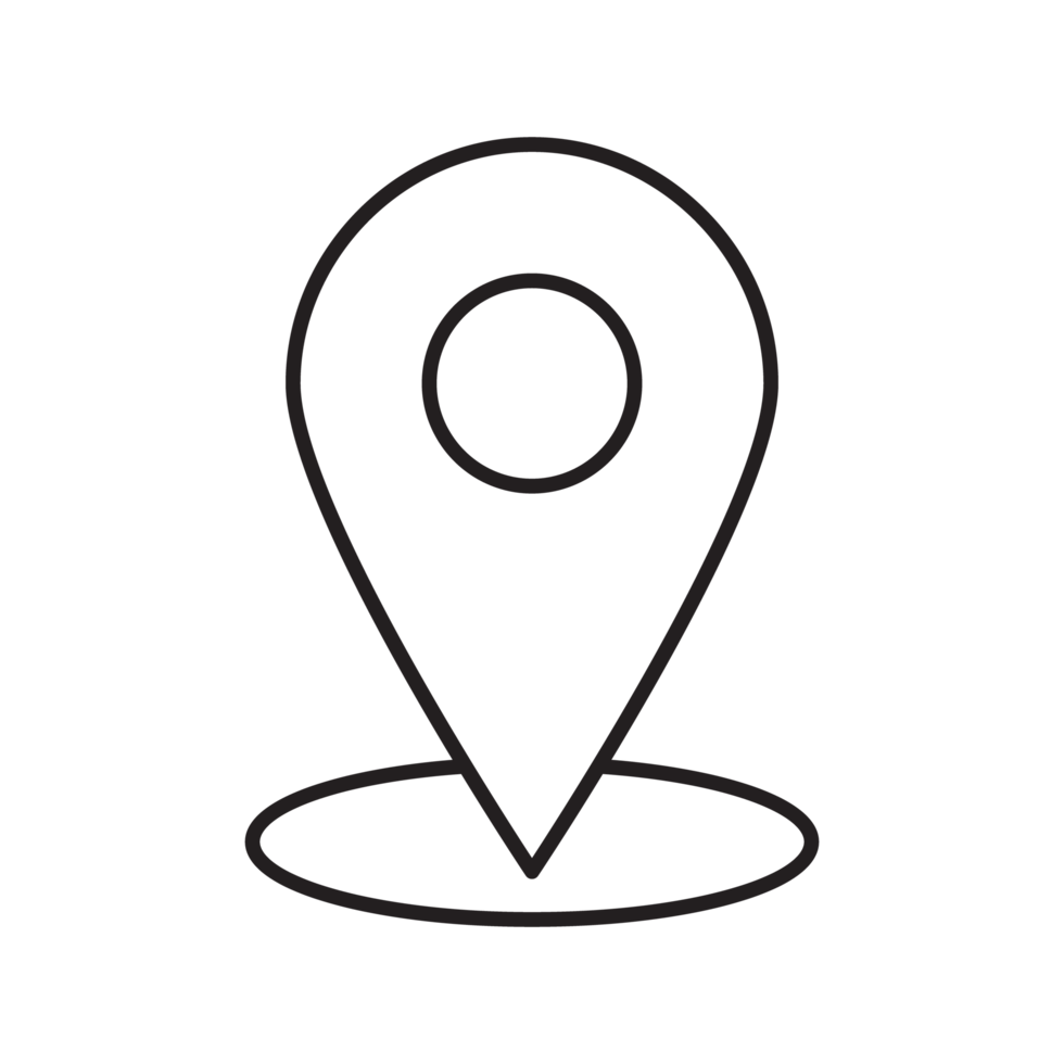 Location Icon, GPS Pointer Icon, Map Locator Sign, Pin location line art style png
