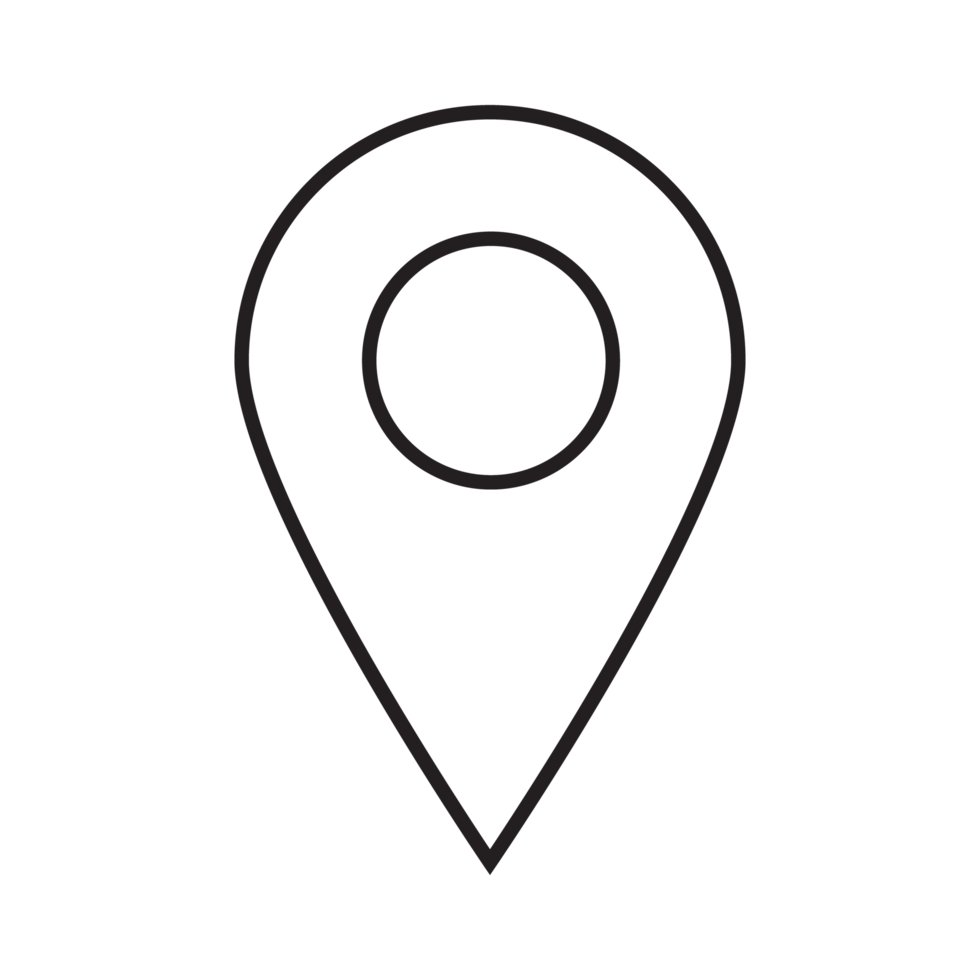 Location Icon, GPS Pointer Icon, Map Locator Sign, Pin location line art style png