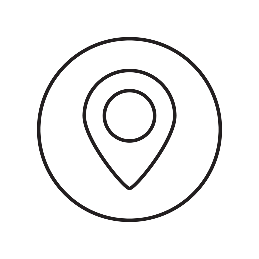 Ort Symbol, Geographisches Positionierungs System Zeiger Symbol, Karte Locator Zeichen, Stift Ort Linie Kunst Stil png