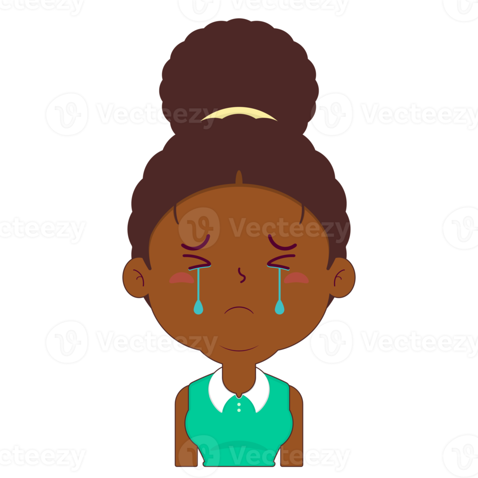 afro woman crying face cartoon cute png