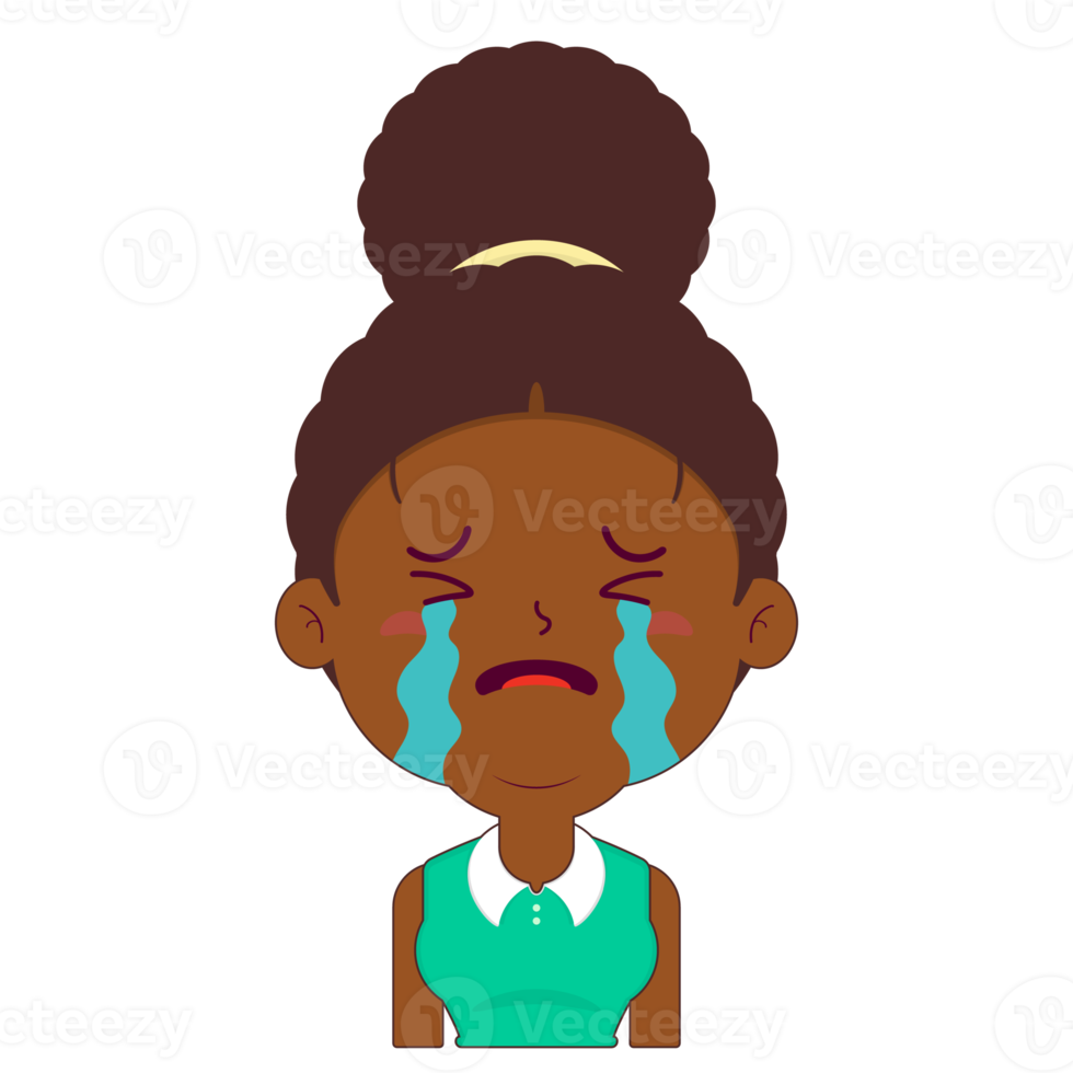 afro woman crying face cartoon cute png