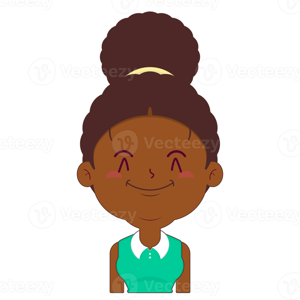 afro mujer sonrisa cara dibujos animados lindo png