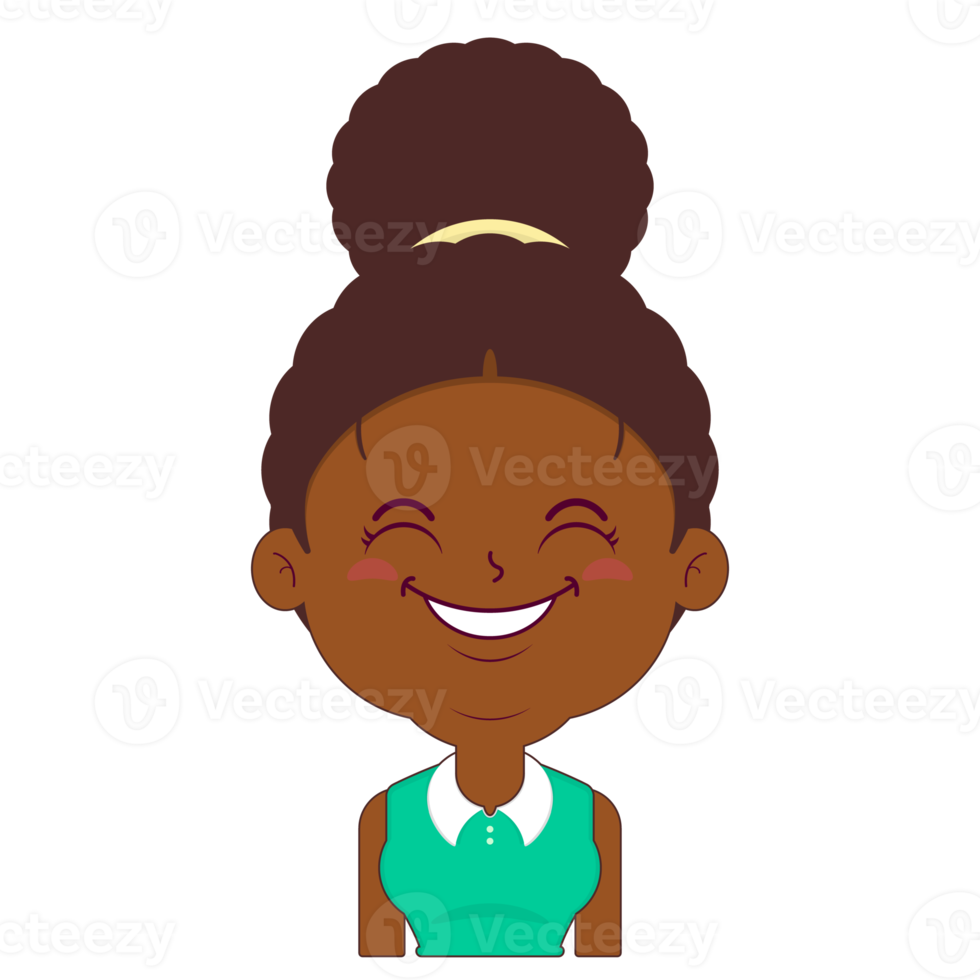 afro woman happy face cartoon cute png