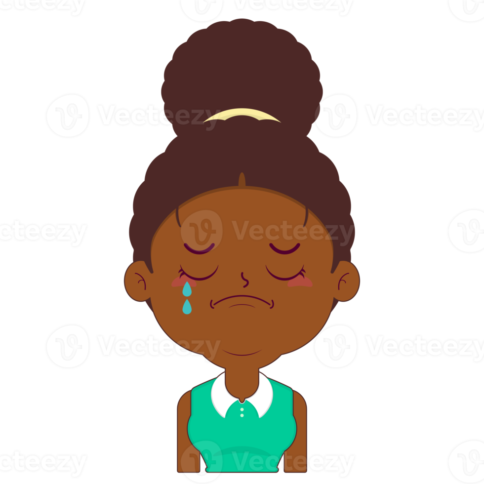 afro woman crying face cartoon cute png