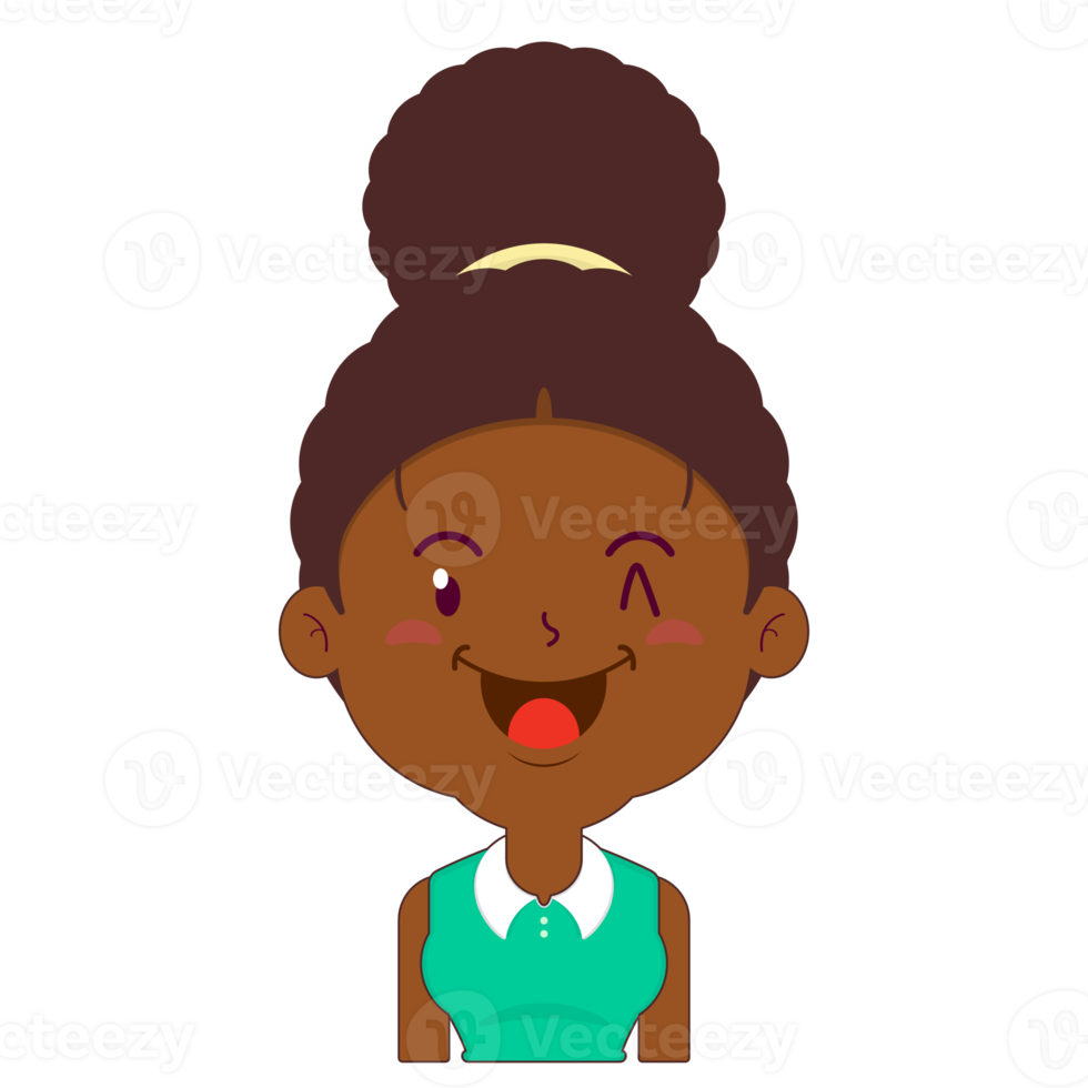 afro woman happy face cartoon cute png