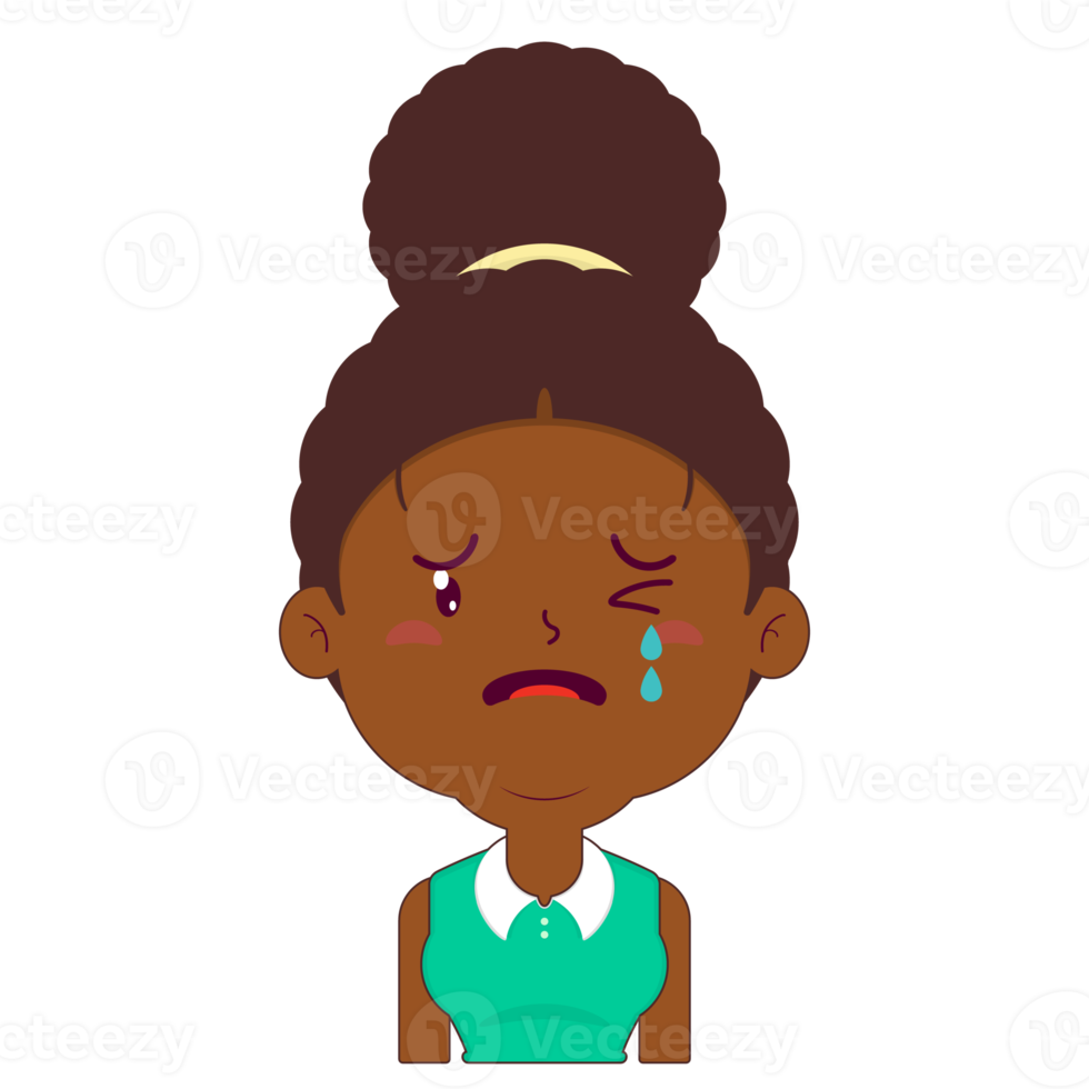 afro mujer llorando cara dibujos animados linda png