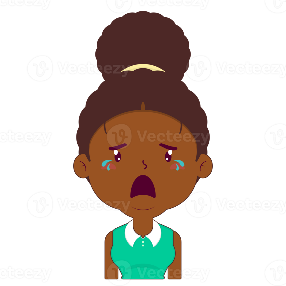 afro mujer llorando cara dibujos animados linda png