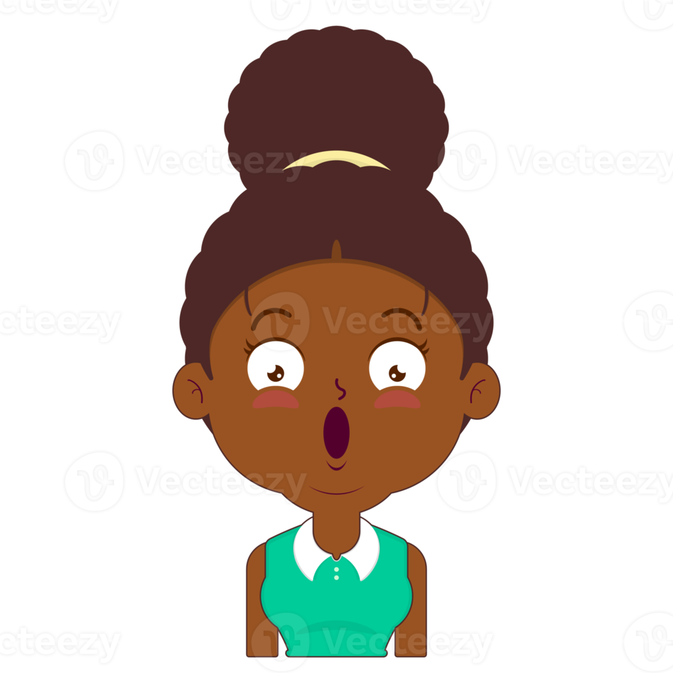 afro woman surprised face cartoon cute png