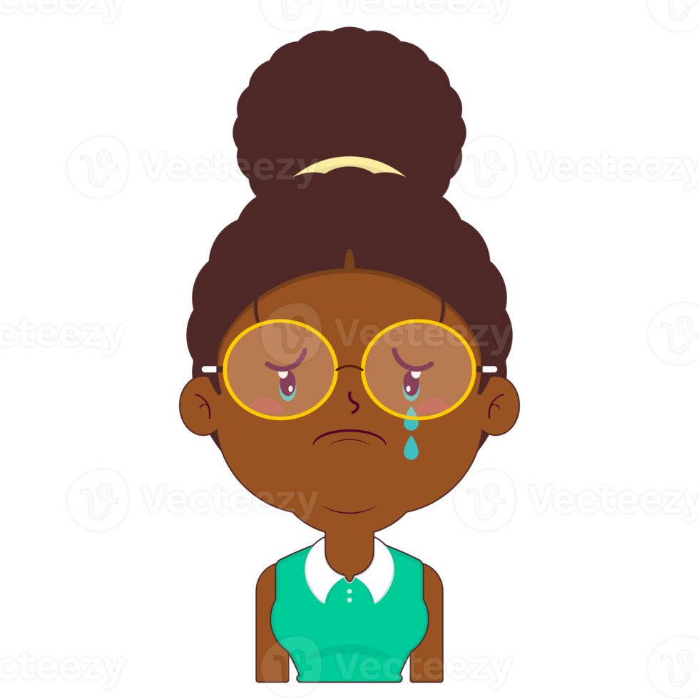 afro woman crying face cartoon cute png