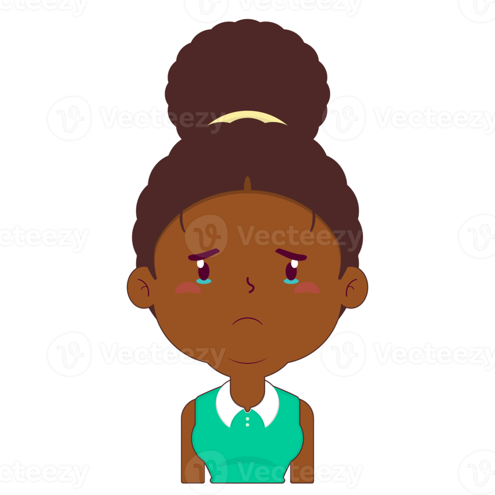 afro mujer llorando cara dibujos animados linda png