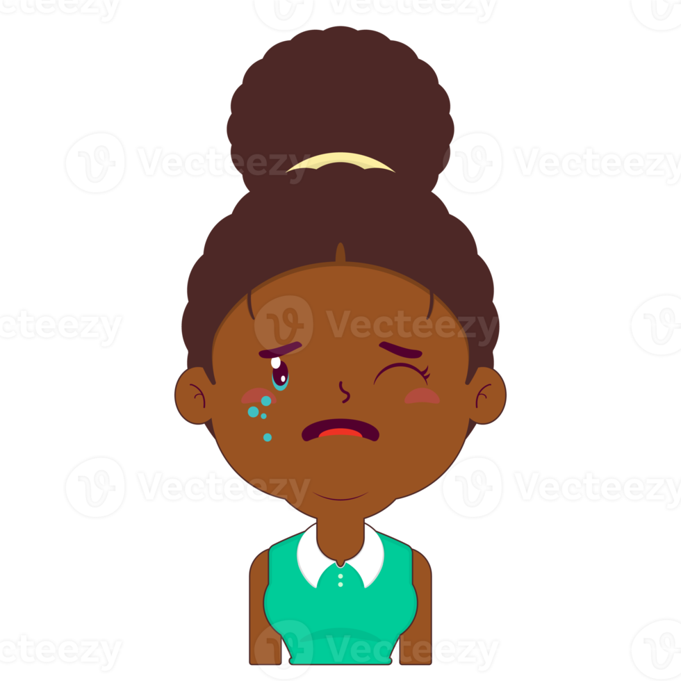 afro woman crying face cartoon cute png