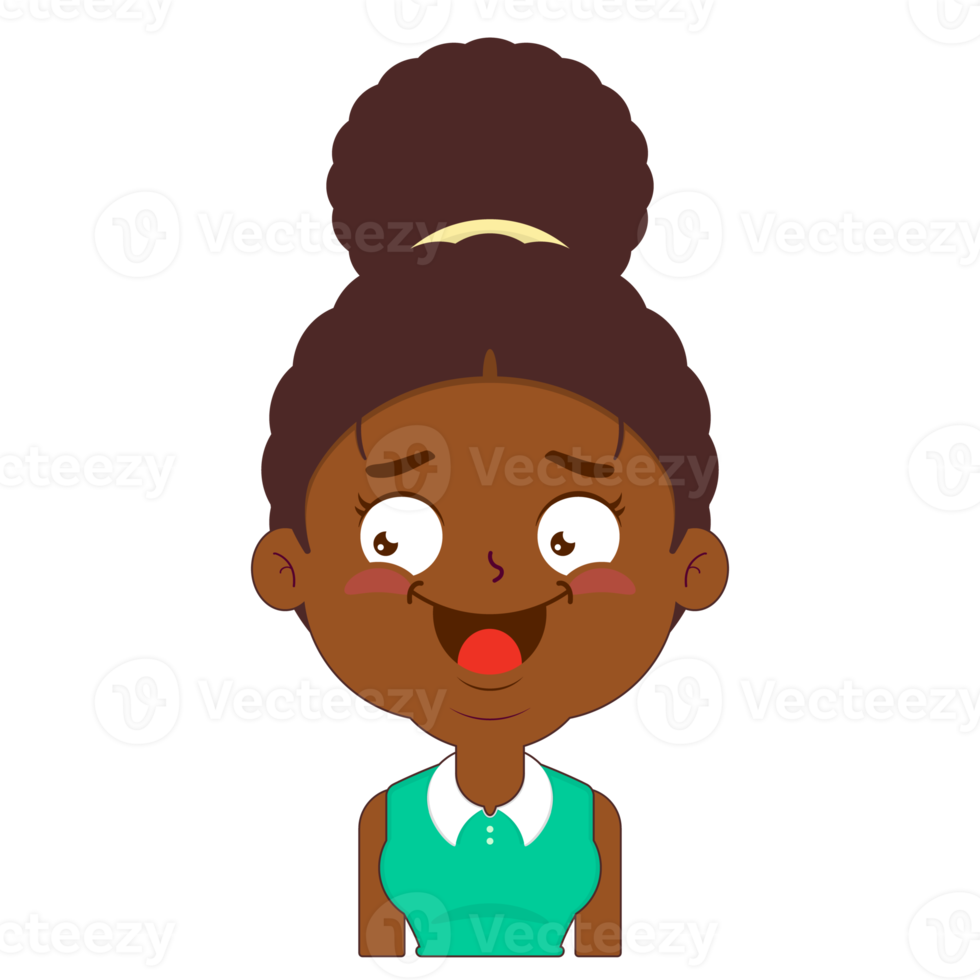 afro woman happy face cartoon cute png