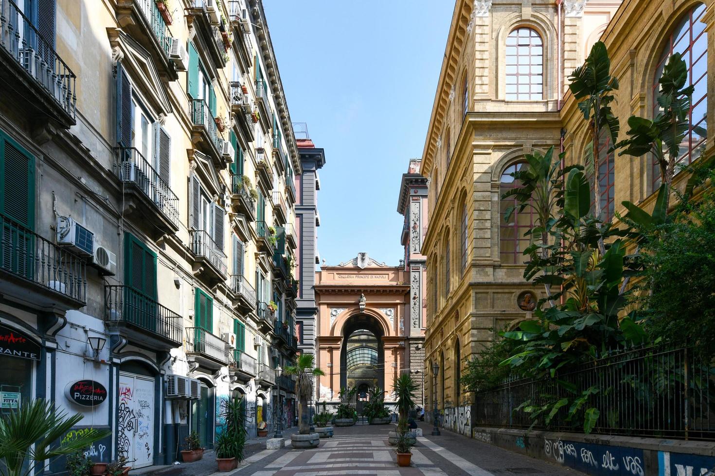 Naples, Campania, Italy -August 16, 2021, Interior of the Galleria Principe di Napoli built in the nineteenth century in Liberty style. photo