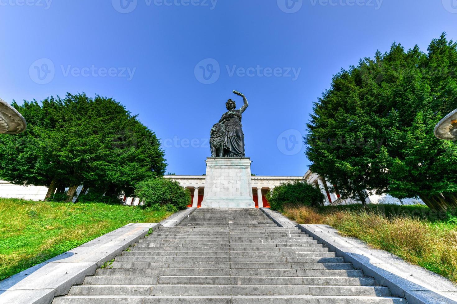 Bavaria Statue and Ruhmeshalle  Hall of Fame  in Munich, Germany, Theresienwiese. The statue was built in 1850. photo
