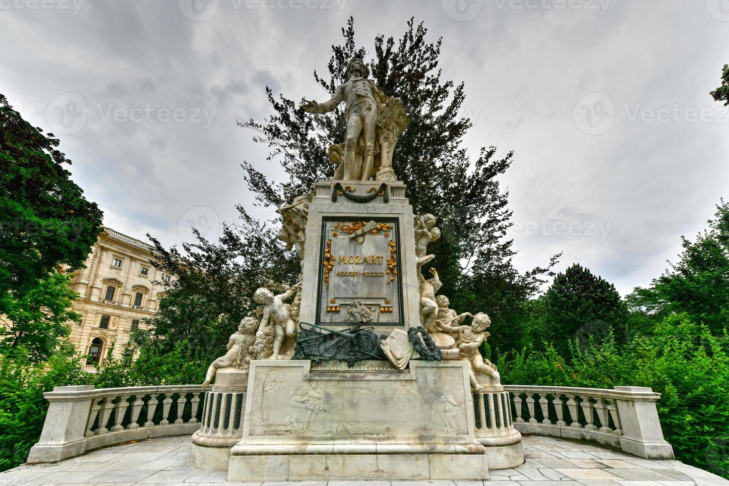 Statue of famous composer Wolfgang Amadeus Mozart in the Burggarten, Vienna, Austria photo