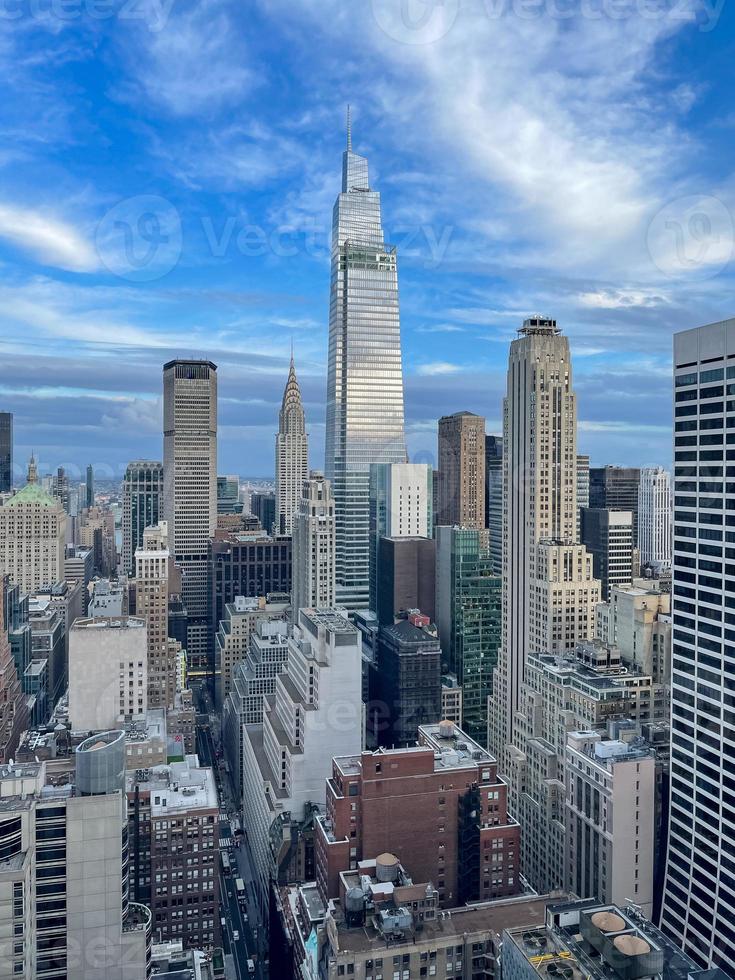 aéreo ver de el centro de la ciudad horizonte en manhattan, nuevo York ciudad. foto