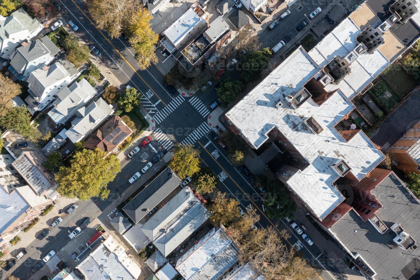 Aerial streetscape view long Ocean Parkway in Brooklyn, New York. photo