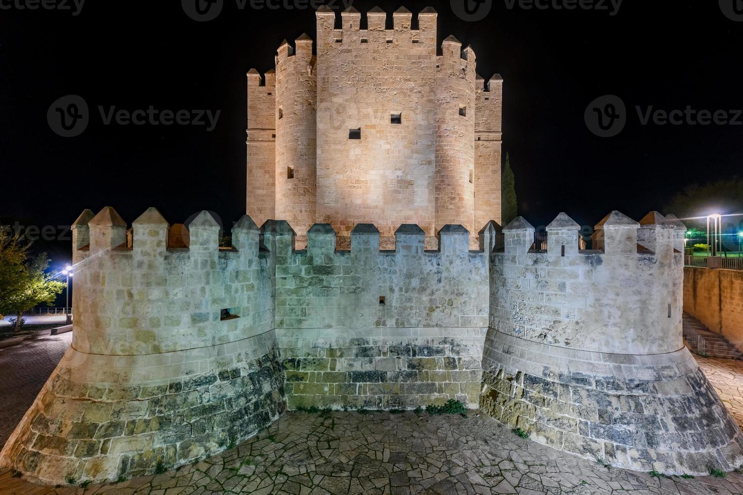 Calahorra Tower and Roman Bridge of Cordoba with the Cathedral - Mosque in background at night. World Heritage City by Unesco in Andalusia, Spain photo