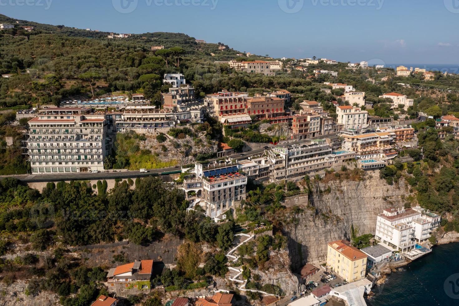 Aerial view of Tony's Beach in Sorrento, Italy on a summer day. photo