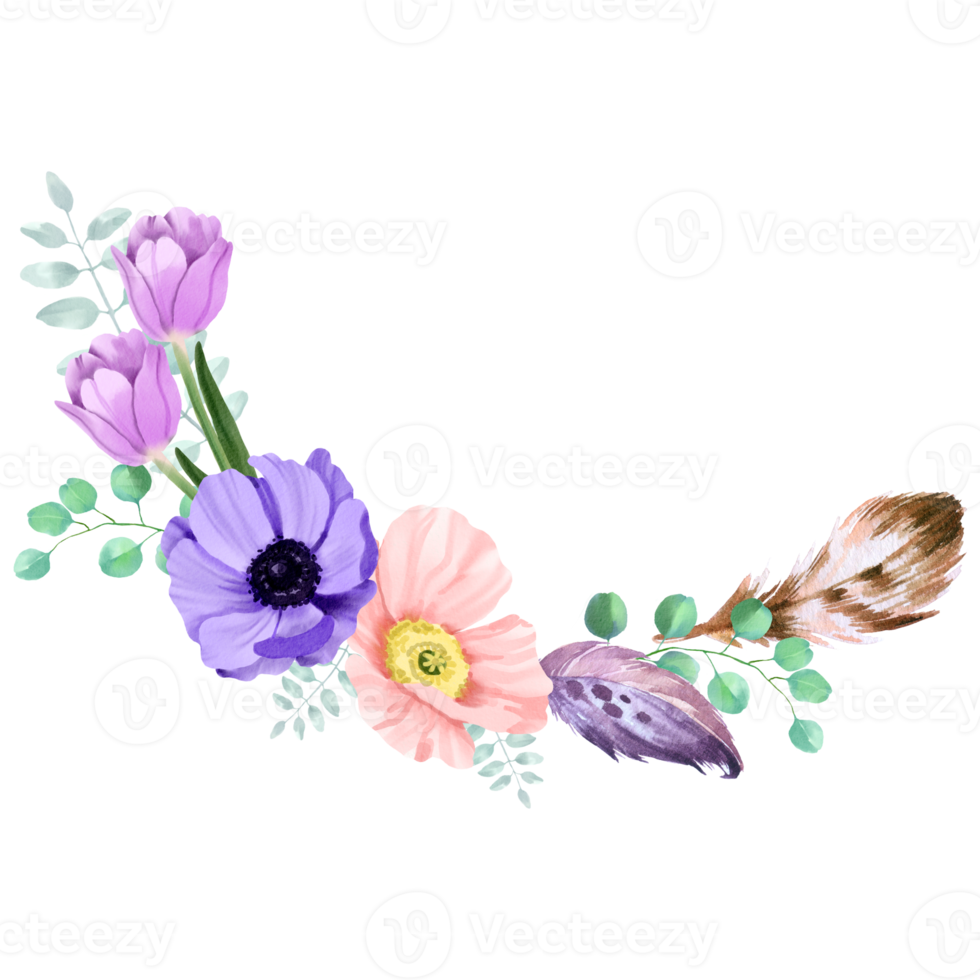 Spring flower bouquet watercolor png