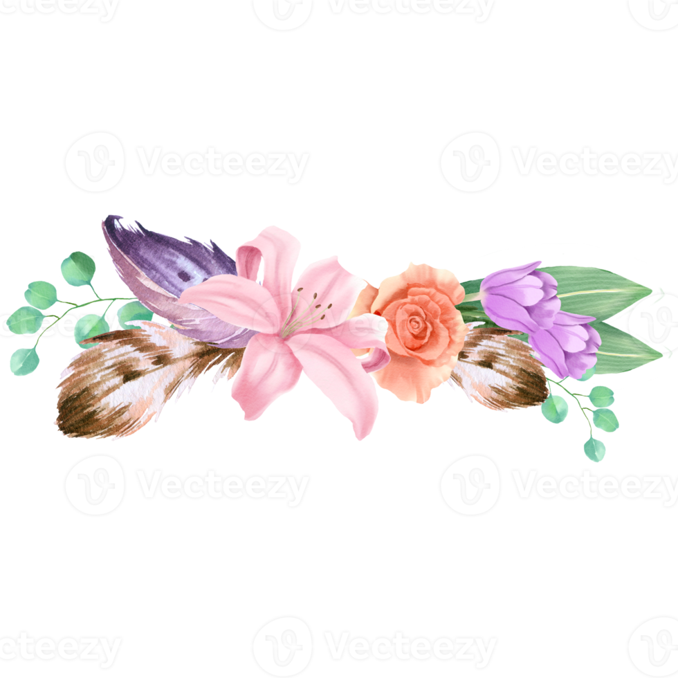 Spring flower bouquet watercolor png