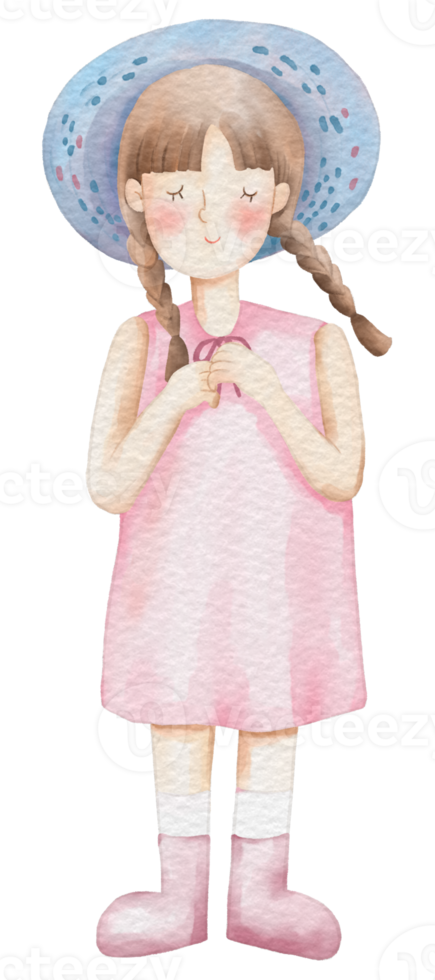 primavera ragazza cartone animato personaggio acquerello png