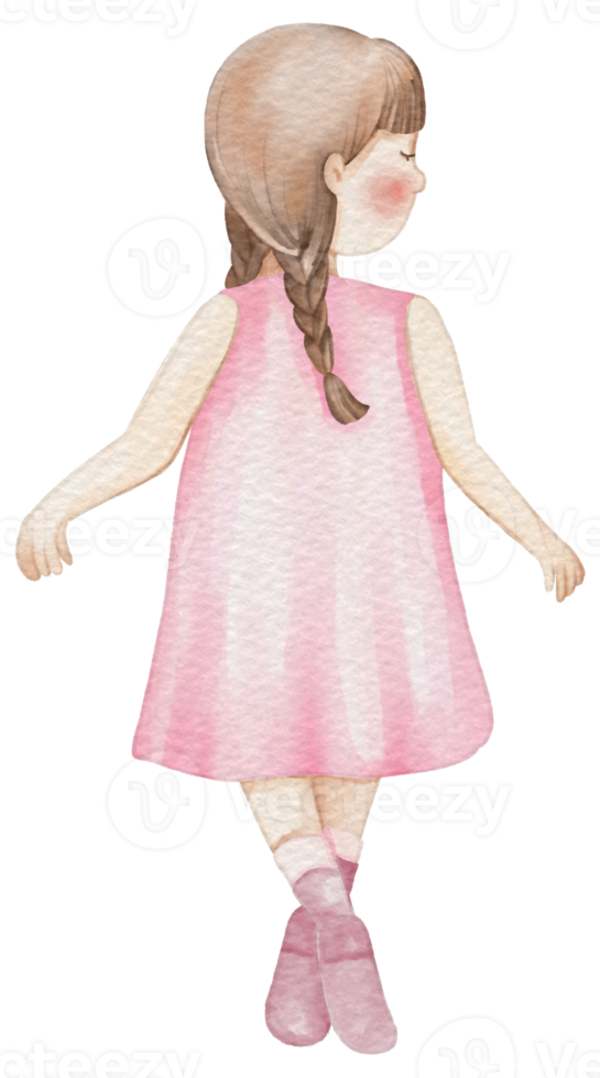 vår flicka tecknad serie karaktär vattenfärg png