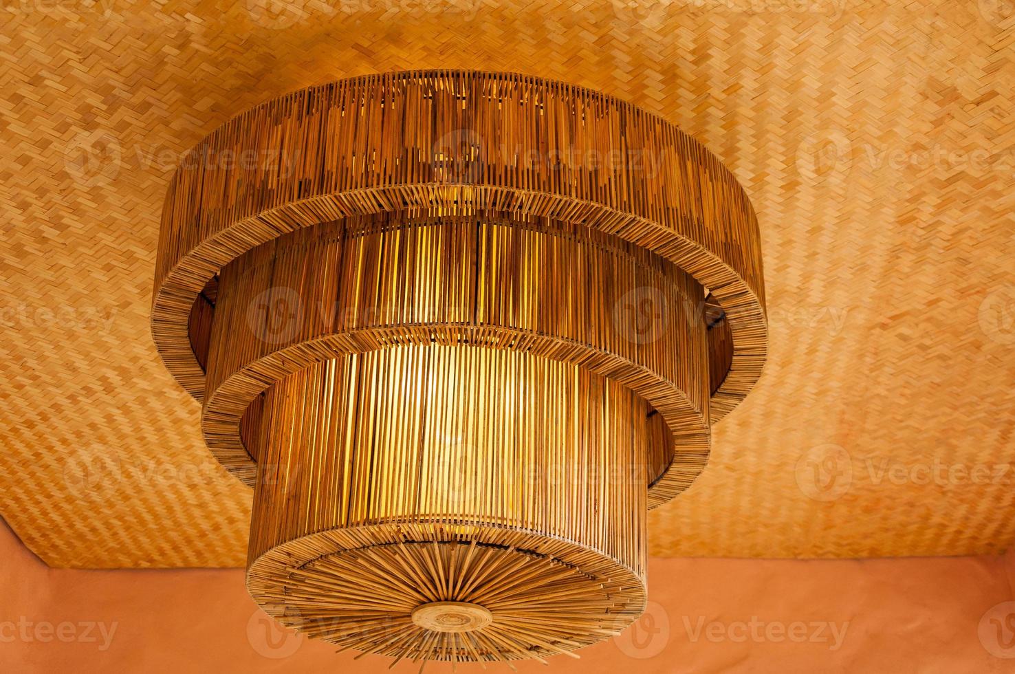 Decorating hanging lantern lamps in wooden wicker made from bamboo,interior decoration photo