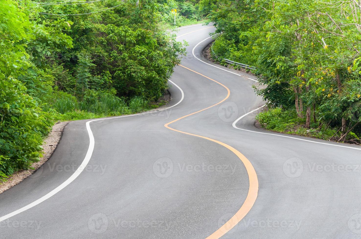 Countryside road with trees on both sides,Curve of the road photo