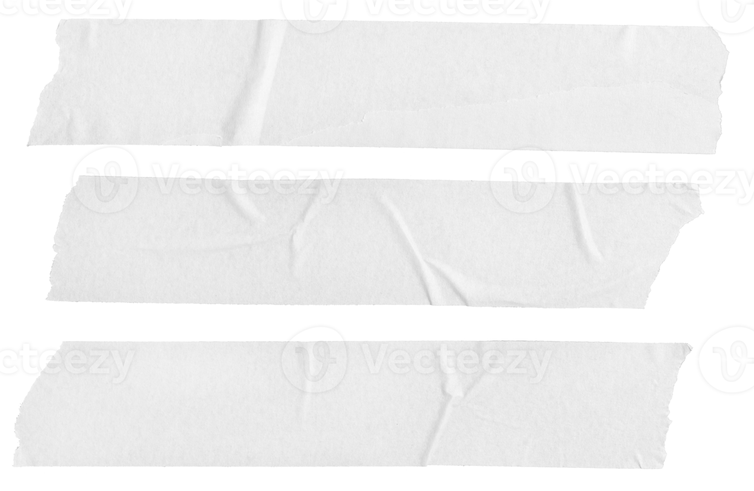 Three white Blank painter tape stickers isolated png