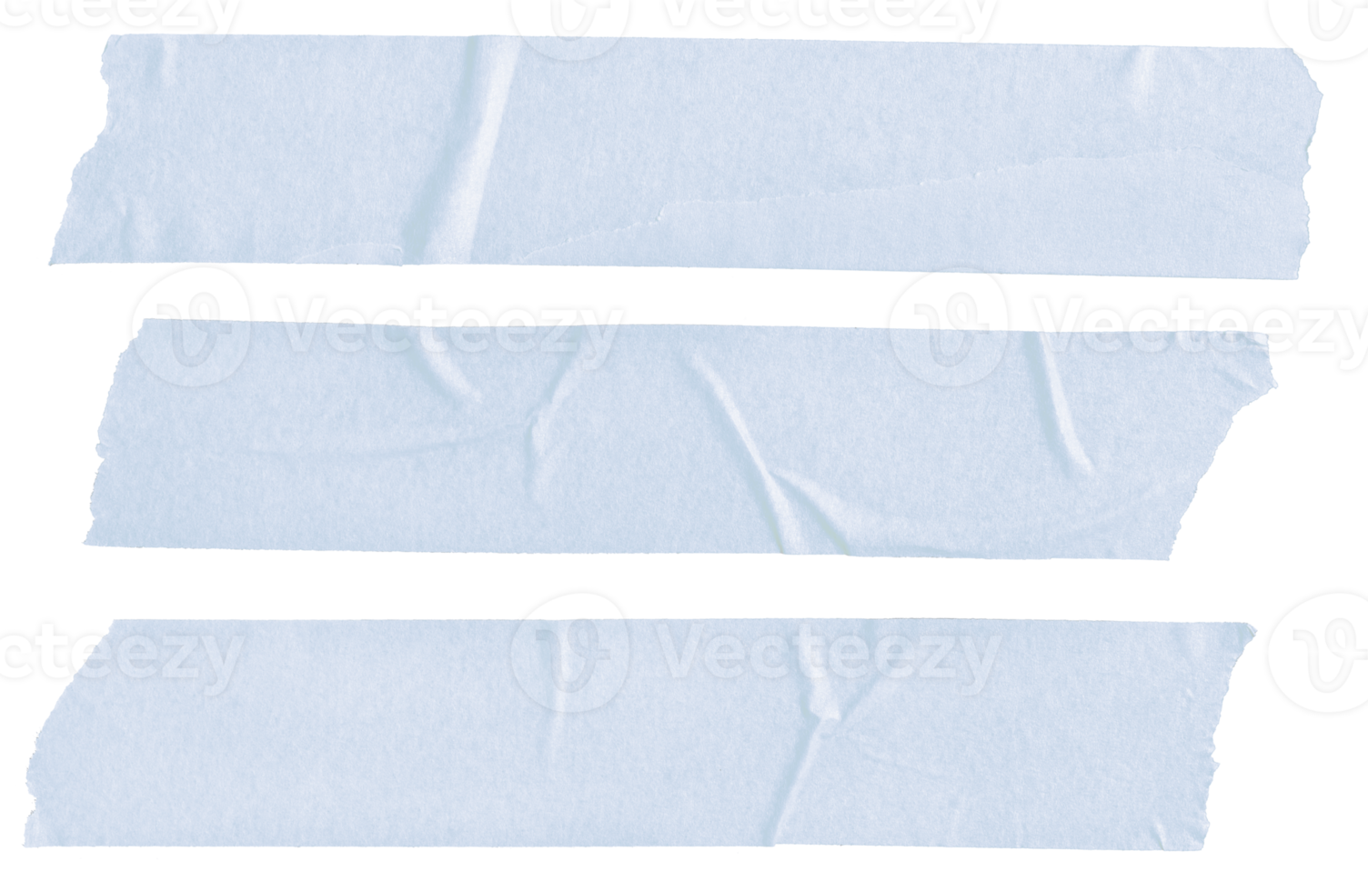 Three Blue Blank painter tape stickers isolated png