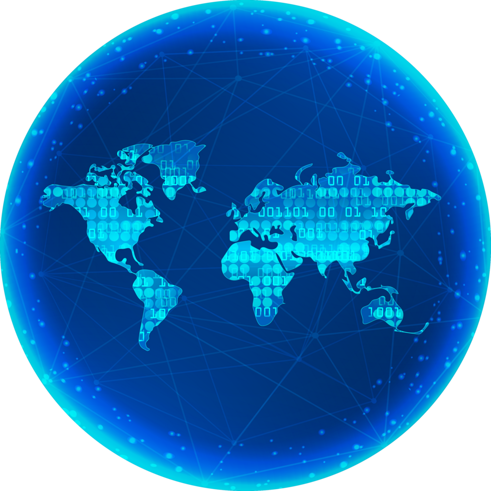 Modern Technology World Map Globe Crop-out png