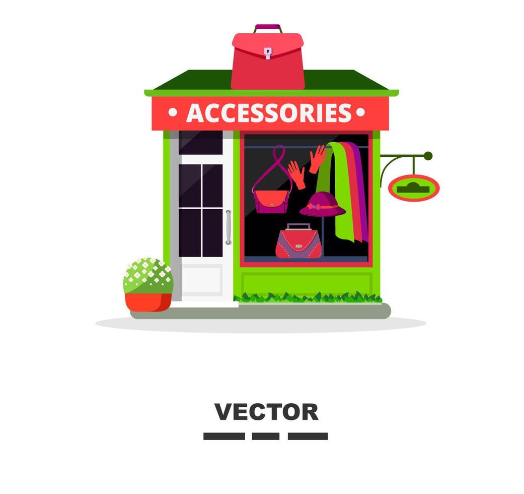 vector accessories store showcase set flat 19990350 Vector Art at Vecteezy