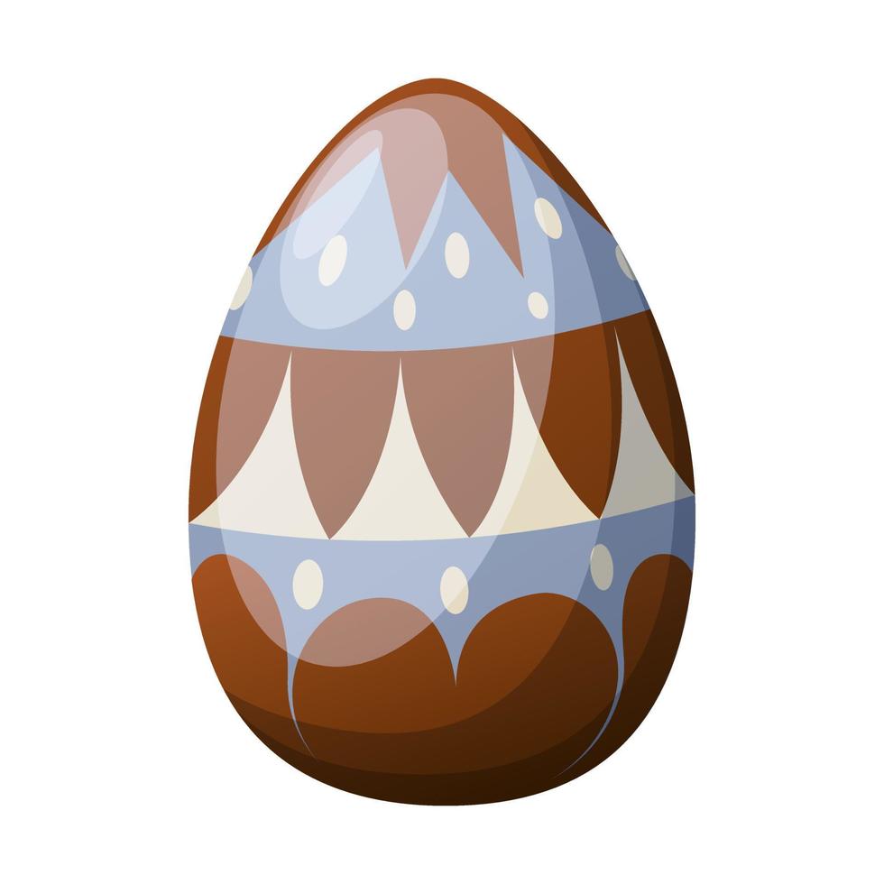Easter decorated chicken egg. Festive spring theme. Vector illustration, cartoon style, isolated background.