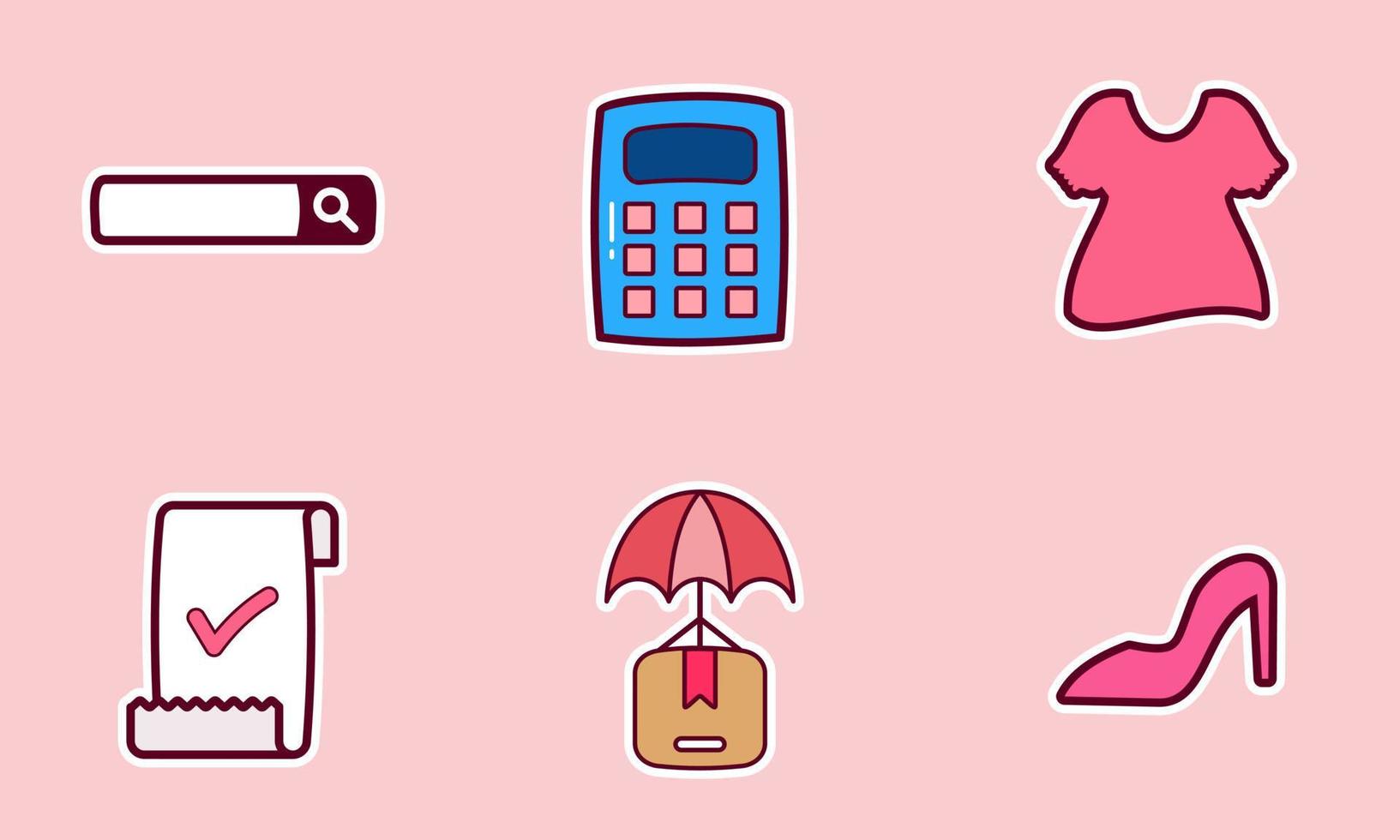 E-commerce sticker icons doodle coloring vector
