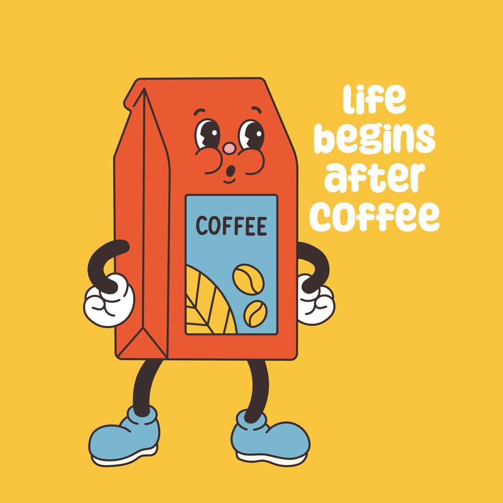 maravilloso café personaje. retro mascota Clásico café personaje ilustración. vector ilustración